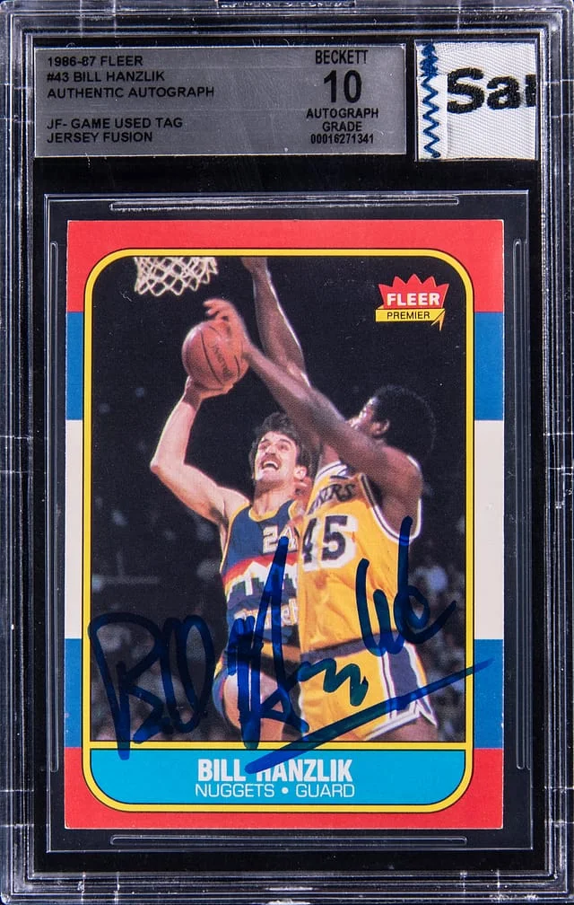 1986-87 Fleer Bill Hanzlik Game-Used Jersey Fusion #43 card image