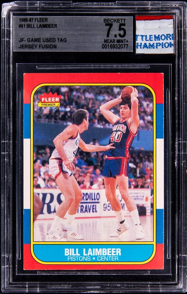 1986-87 Fleer Bill Laimbeer Game-Used Jersey Fusion #61 card image
