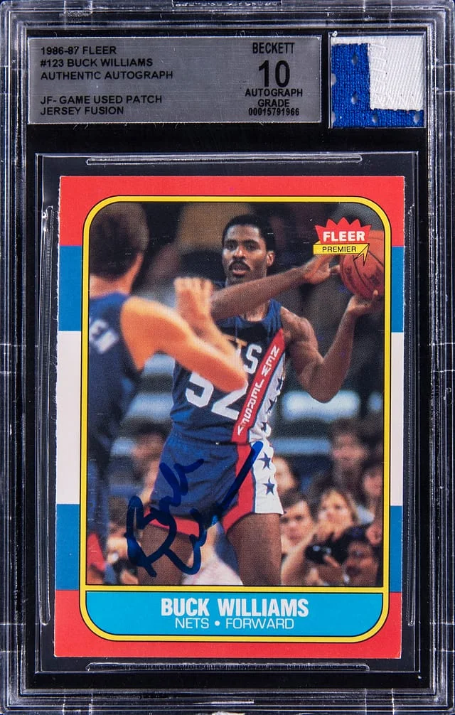 1986-87 Fleer Buck Williams Game-Used Jersey Fusion #123 card image