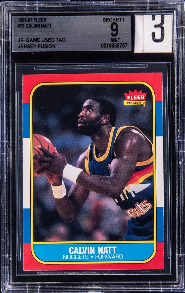 1986-87 Fleer Calvin Natt Game-Used Jersey Fusion #79 card image