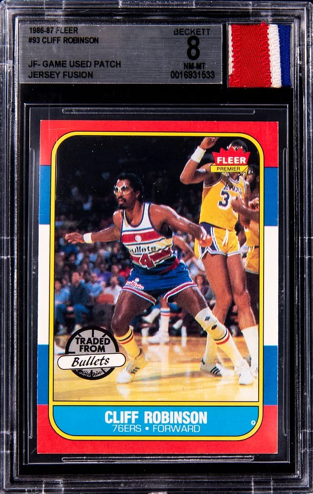 1986-87 Fleer Cliff Robinson Game-Used Jersey Fusion #93 card image