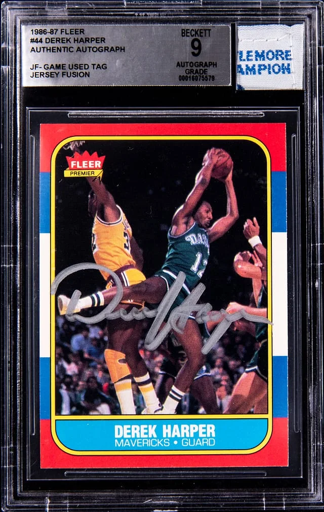 1986-87 Fleer Derek Harper Game-Used Jersey Fusion #44 card image