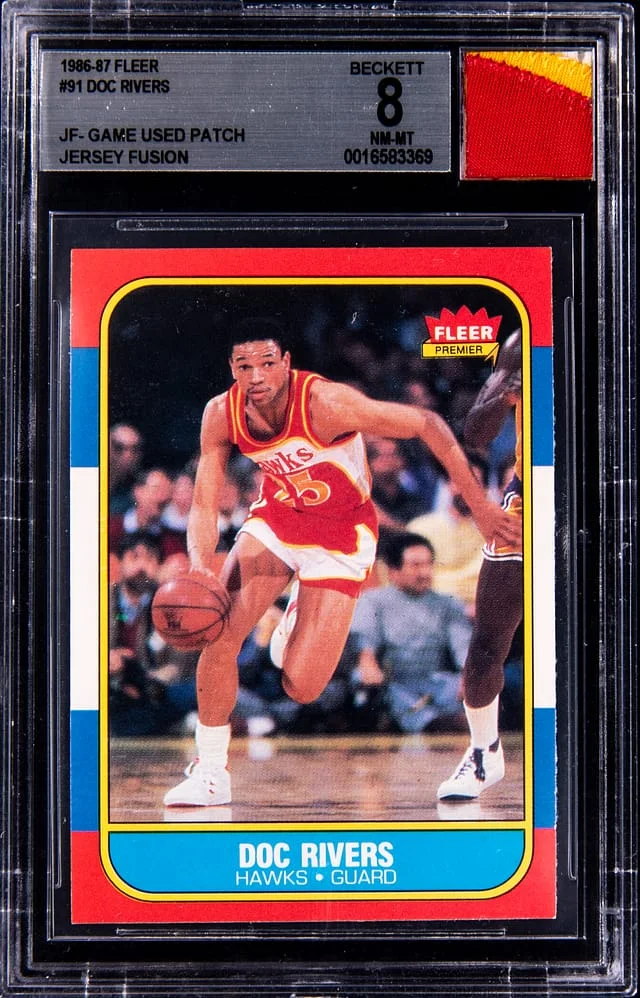 1986-87 Fleer Doc Rivers Game-Used Jersey Fusion #91 card image