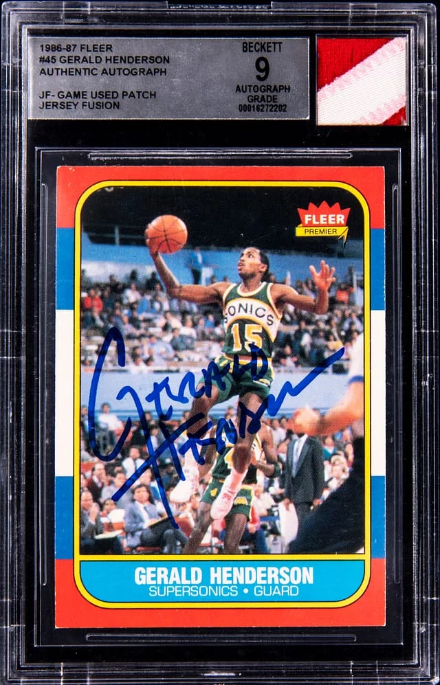 1986-87 Fleer Gerald Henderson Game-Used Jersey Fusion #45 card image