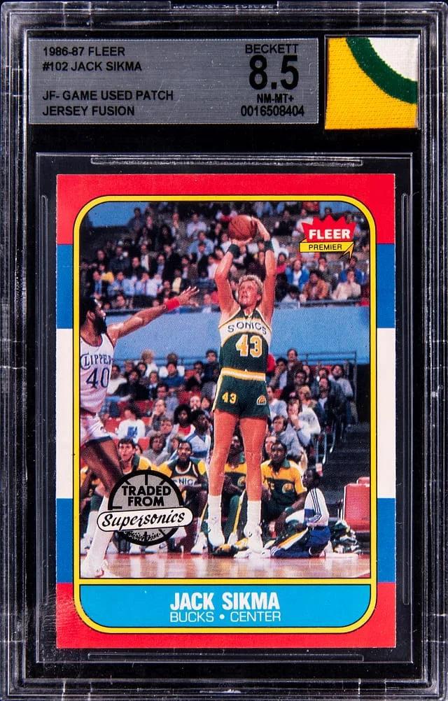 1986-87 Fleer Jack Sikma Game-Used Jersey Fusion #102 card image