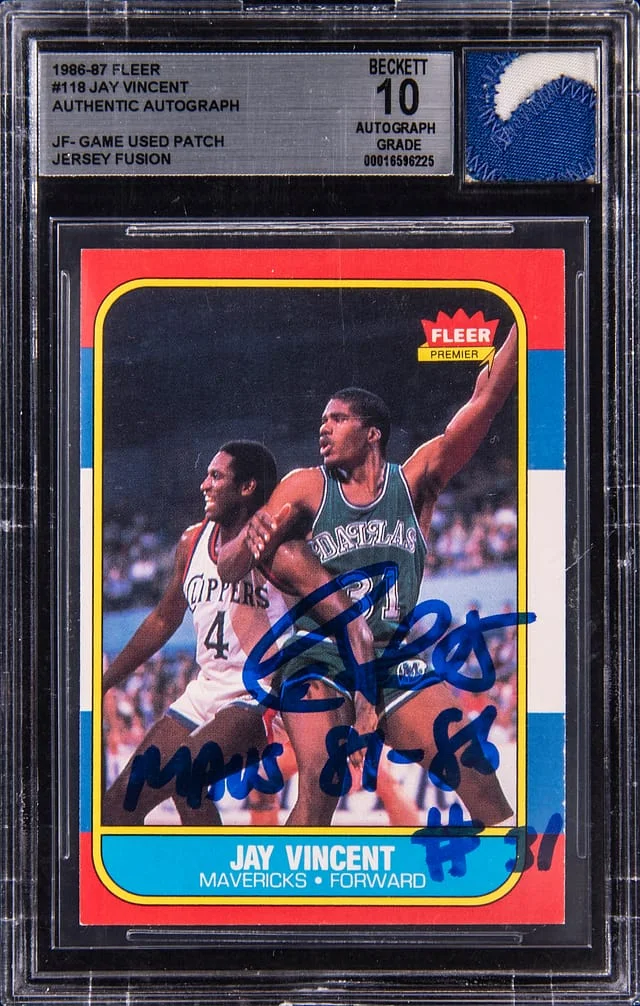 1986-87 Fleer Jay Vincent Game-Used Jersey Fusion #118 card image