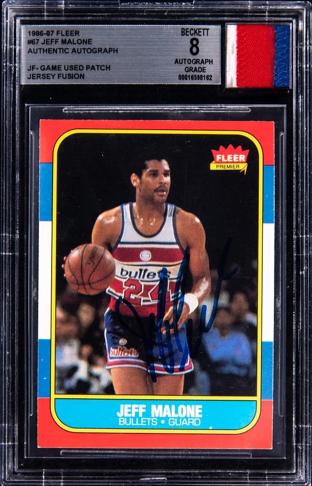 1986-87 Fleer Jeff Malone Game-Used Jersey Fusion #67 card image