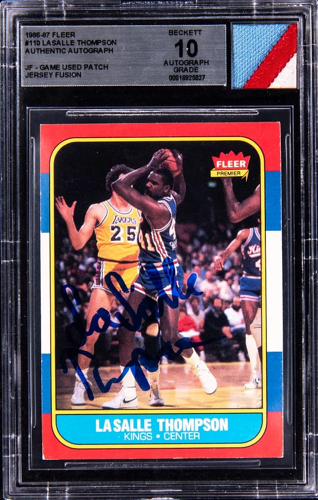 1986-87 Fleer LaSalle Thompson Game-Used Jersey Fusion #110 card image