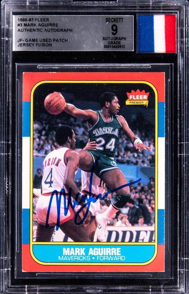 1986-87 Fleer Mark Aguirre Game-Used Jersey Fusion #3 card image