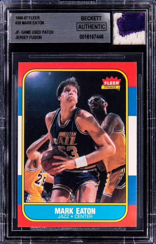 1986-87 Fleer Mark Eaton Game-Used Jersey Fusion #28 card image