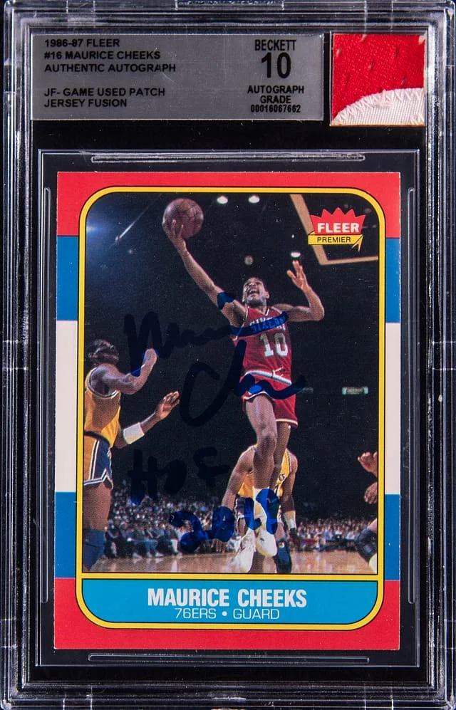 1986-87 Fleer Maurice Cheeks Game-Used Jersey Fusion #16 card image