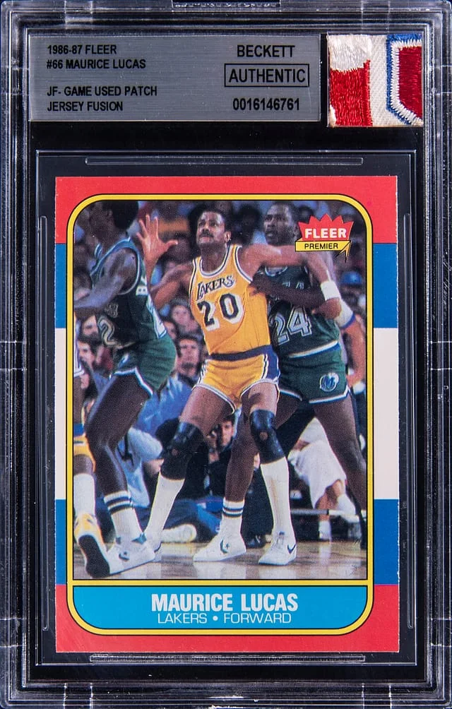 1986-87 Fleer Maurice Lucas Game-Used Jersey Fusion #66 card image