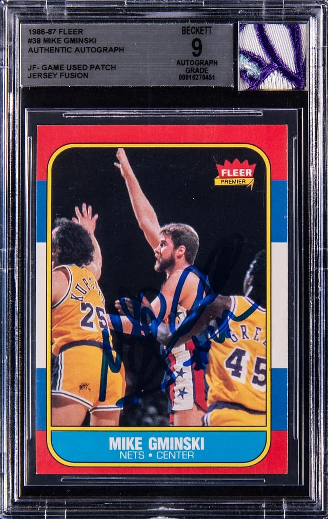 1986-87 Fleer Mike Gminski Game-Used Jersey Fusion #38 card image