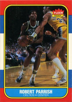 1986-87 Fleer Robert Parish UERUER: Last name misspelled Parrish #84 card image