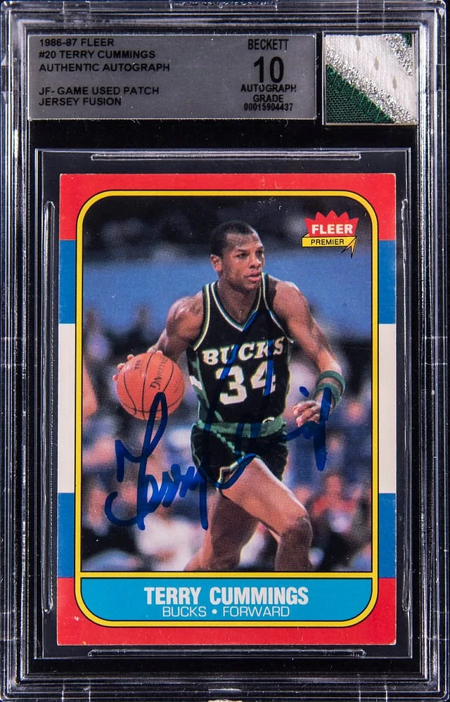 1986-87 Fleer Terry Cummings Game-Used Jersey Fusion #20 card image