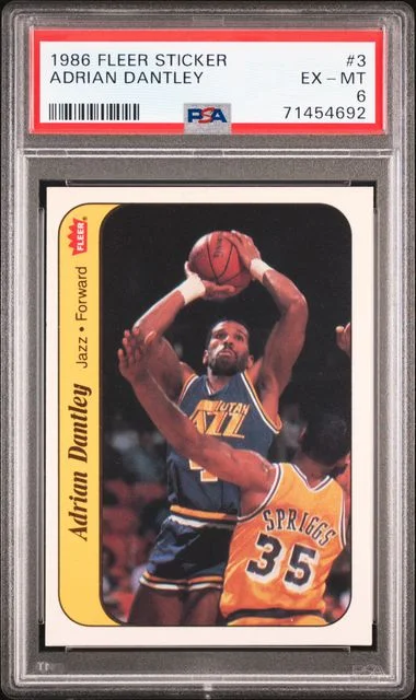 1986 Fleer Adrian Dantley Sticker #3 card image