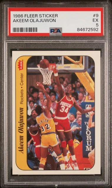 1986 Fleer Akeem Olajuwon Sticker #9 card image