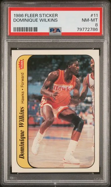 1986 Fleer Dominique Wilkins Sticker #11 card image
