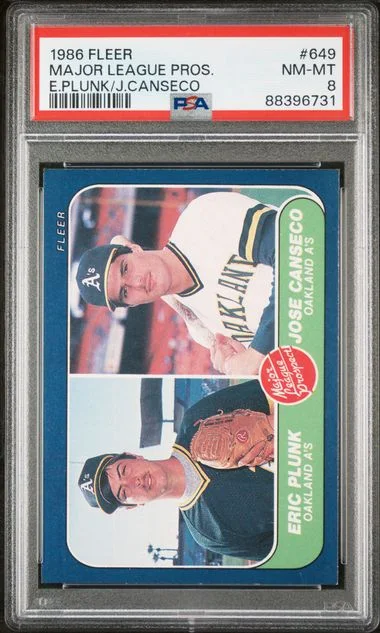 1986 Fleer E.Plunk/J.Canseco Major League Pros. #649 card image