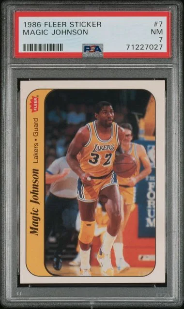 1986 Fleer Magic Johnson Sticker #7 card image