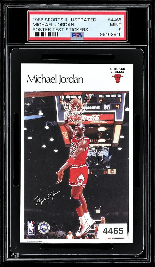 1986 Marketcom/Sports Illustrated Poster Test Stickers Michael Jordan #4465 card image