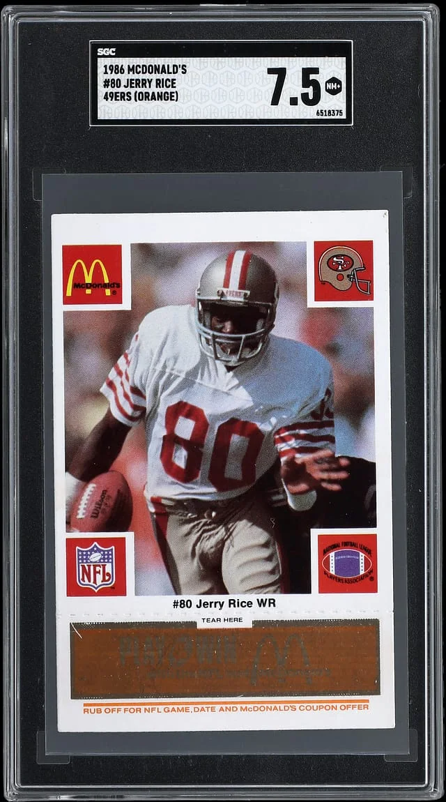 1986 McDonald's 49ers Orange Jerry Rice #80 card image