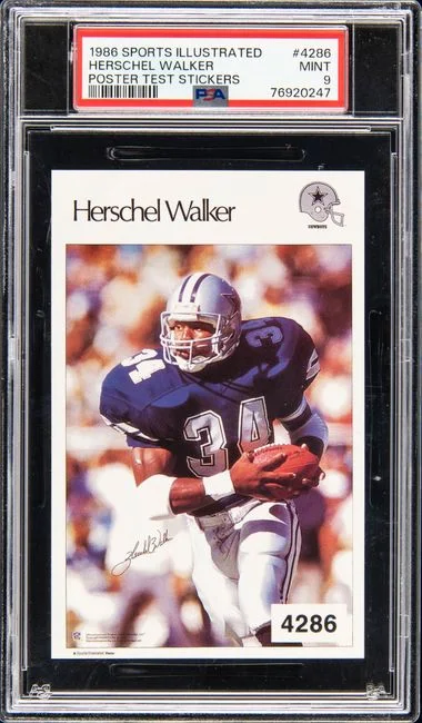 1986 Sports Illustrated Poster Test Stickers Herschel Walker #4286 card image