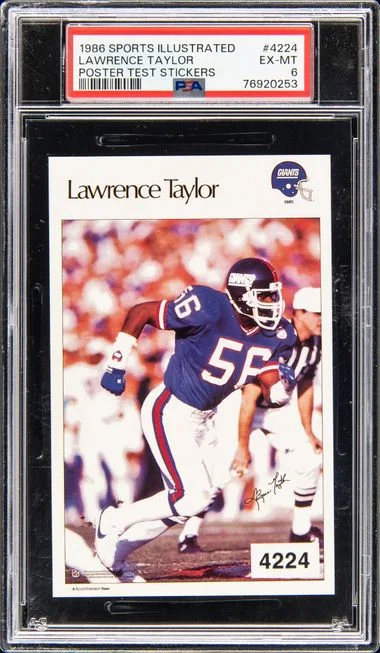 1986 Sports Illustrated Poster Test Stickers Lawrence Taylor #4224 card image