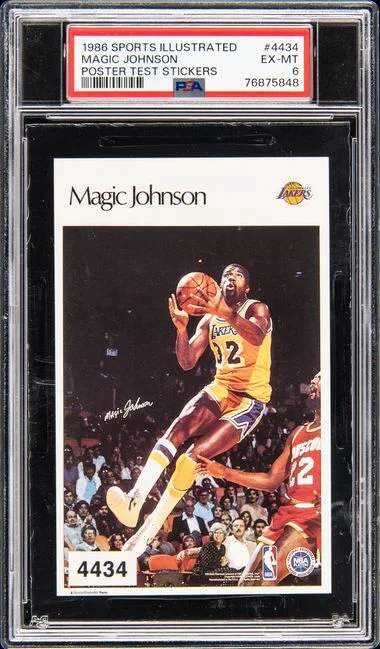 1986 Sports Illustrated Poster Test Stickers Magic Johnson #4434 card image