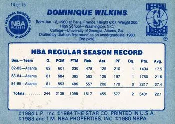 1986 Star Best of the Best Dominique Wilkins #14 card back image