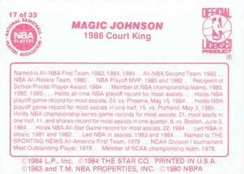 1986 Star Court Kings Magic Johnson #17 card back image