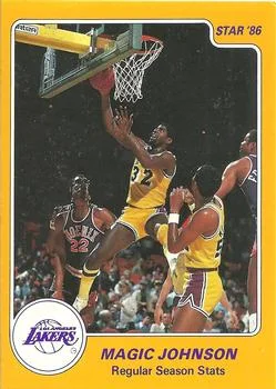 1986 Star Magic Johnson Magic Johnson / Regular Season Stats #3 card image