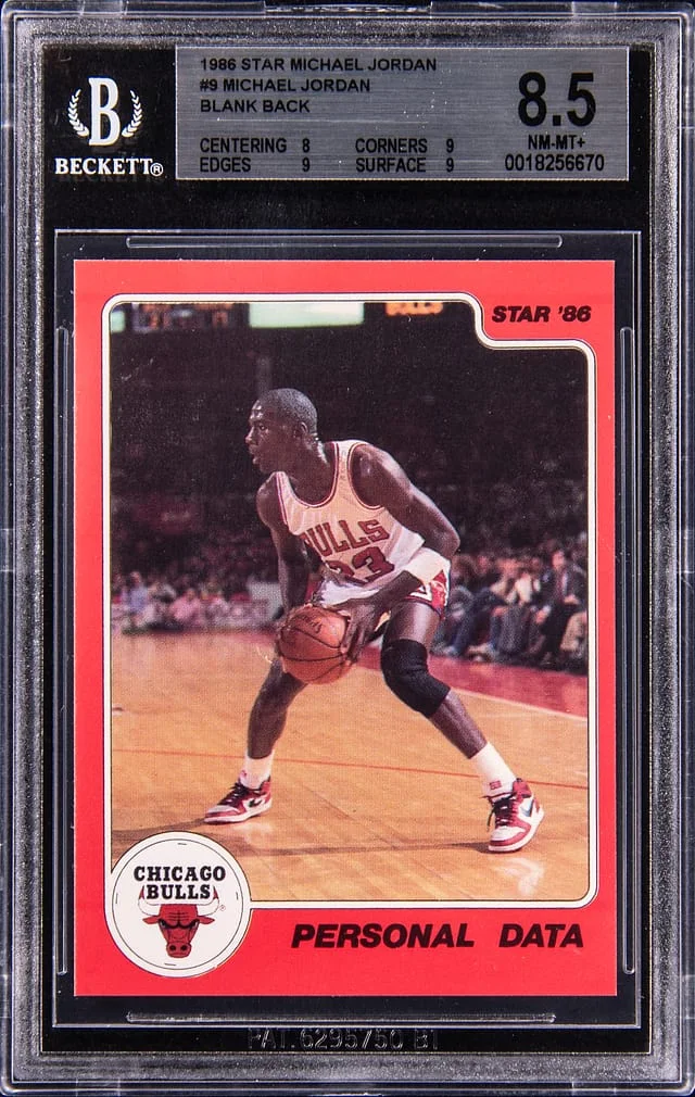 1986 Star Michael Jordan Michael Jordan, Blank Back #9 card image