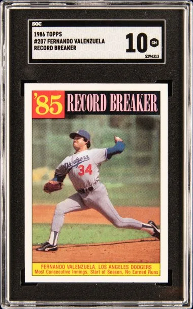 1986 Topps Fernando Valenzuela Record Breaker #207 card image