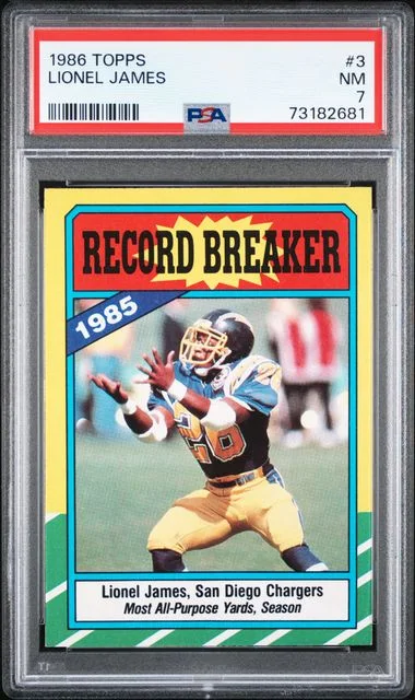 1986 Topps Lionel James #3 card image