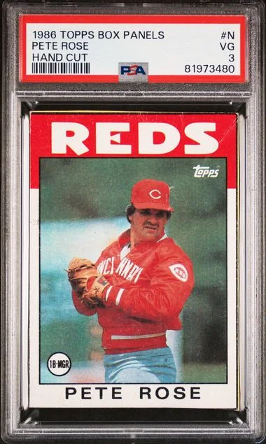 1986 Topps Pete Rose Box Panels Hand Cut #N card image