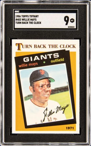 1986 Topps Tiffany Willie Mays Turn Back The Clock #403 card image