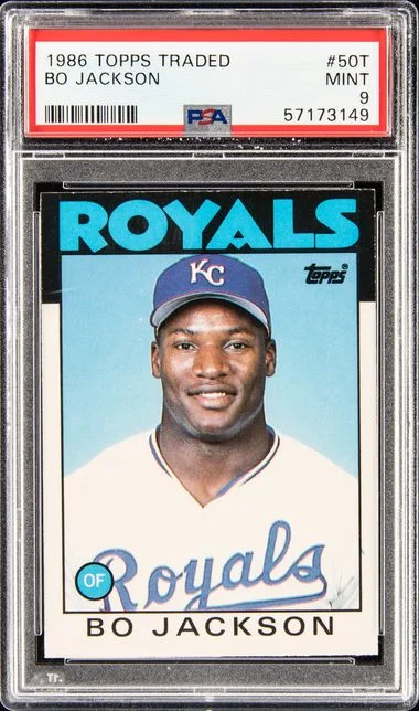 1986 Topps Traded Bo Jackson #50T card image