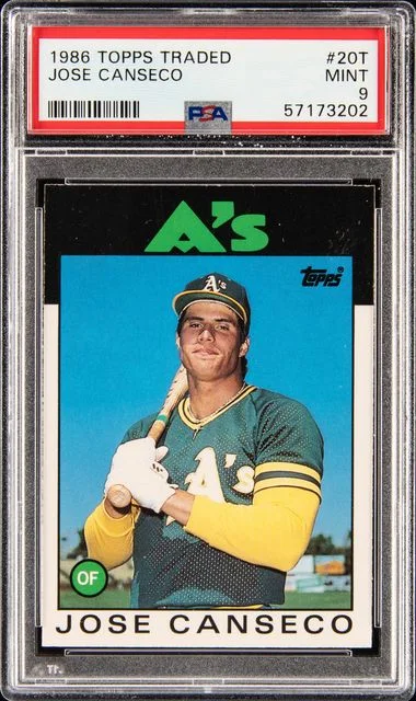 1986 Topps Traded Jose Canseco #20T card image