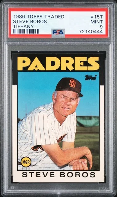 1986 Topps Traded Steve Boros Tiffany #15T card image