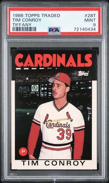 1986 Topps Traded Tim Conroy Tiffany #28T card image