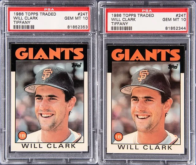 1986 Topps Traded Will Clark Cards Tiffany Pair (2) #24T card image