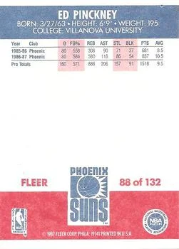 1987-88 Fleer Ed Pinckney #88 card back image