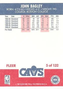 1987-88 Fleer John Bagley #5 card back image