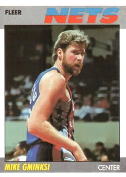 1987-88 Fleer Mike Gminski UERUER: Reversed image #41 card image