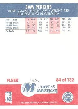 1987-88 Fleer Sam Perkins #84 card back image