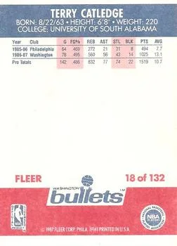 1987-88 Fleer Terry Catledge #18 card back image