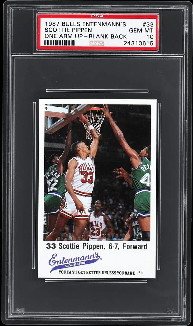 1987 Bulls Entenmann's Scottie Pippen, One Arm Up, Blank Back #33 card image