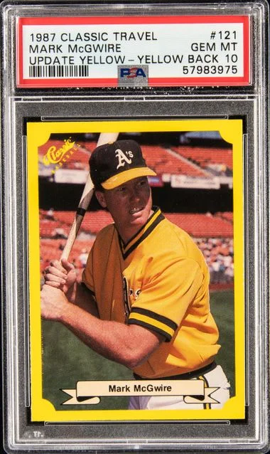 1987 Classic Travel Update Yellow Yellow Back Mark Mcgwire #121 card image