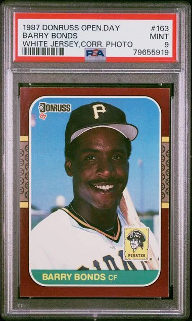 1987 Donruss Barry Bonds Opening Day White Jersey,Corr. Photo #163 card image